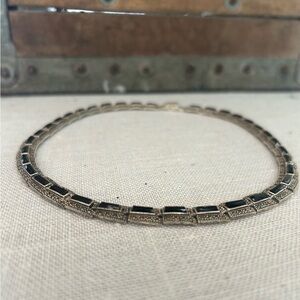 Antique Sterling Onyx & Marcasite Necklace